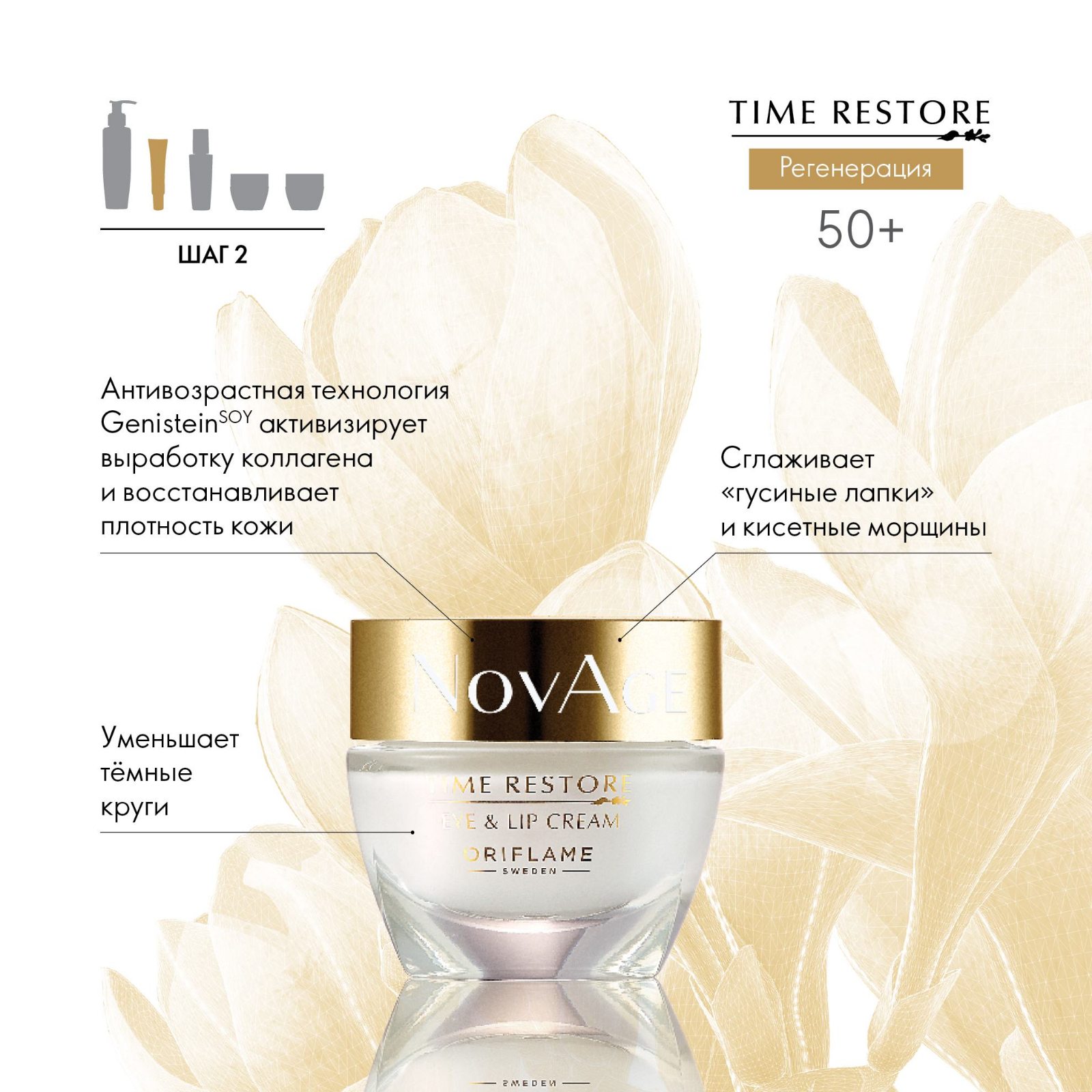 32629 Омолаживающий крем для контура глаз и губ NovAge Time Restore