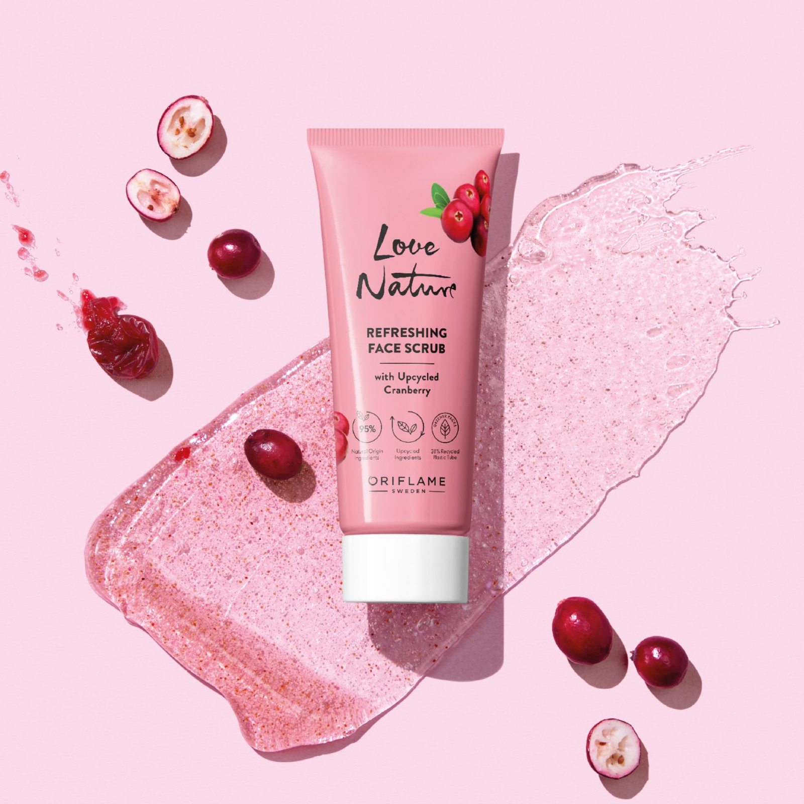 44158 Восстанавливающий скраб для лица с клюквой Love Nature